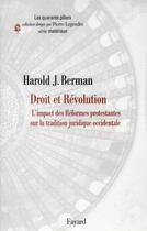 Couverture du livre « Droit et révolution » de H Berman aux éditions Fayard