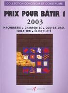 Couverture du livre « Prix Pour Batir 1 2003 » de Marana M aux éditions Alternatives