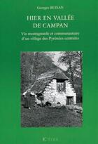 Couverture du livre « Hier en vallée de Campan » de Georges Buisan aux éditions Cairn