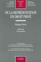 Couverture du livre « Representation en droit prive 339 » de Didier/Lequette aux éditions Lgdj