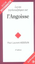 Couverture du livre « Leçons psychanalytiques sur l'angoisse » de Paul-Laurent Assoun aux éditions Economica