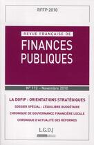 Couverture du livre « Revue française de finances publiques N.112 » de Revue Francaise De Finances Publiques aux éditions Lgdj