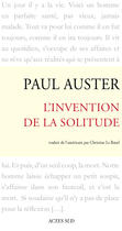 Couverture du livre « L'invention de la solitude » de Paul Auster aux éditions Editions Actes Sud