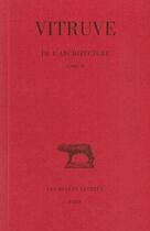 Couverture du livre « De l'architecture L4 » de Vitruve aux éditions Belles Lettres