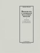 Couverture du livre « Discours sur l'universalité de la langue française » de Antoine Rivarol aux éditions Manucius