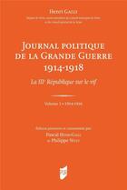 Couverture du livre « Journal politique de la Grande Guerre 1914-1918 » de Galli Henri aux éditions Pu De Rennes