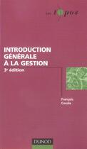Couverture du livre « Introduction Generale A La Gestion » de Francois Cocula aux éditions Dunod