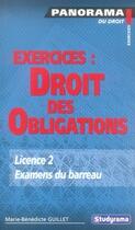 Couverture du livre « Exercices : droit des obligations » de Guillet M-B. aux éditions Studyrama