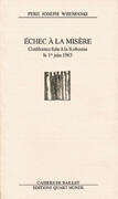 Couverture du livre « Échec à la misère » de Joseph Wresinski aux éditions Quart Monde