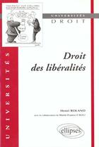 Couverture du livre « Droit des liberalites » de Roland/Callu aux éditions Ellipses