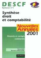 Couverture du livre « Descf T.1 ; Synthese Droit Et Comptabilite ; Nouvelles Annales ; 3e Edition » de Bernard Blin aux éditions Dunod
