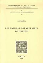 Couverture du livre « Les lamelles oraculaires de Dodone » de Eric L'Hote aux éditions Droz
