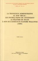 Couverture du livre « Transition administrative au 17eme siecle » de Glineur Cedric aux éditions Cths Edition