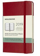Couverture du livre « Agenda semainier horizontal poche rouge rigide (édition 2019) » de  aux éditions Moleskine