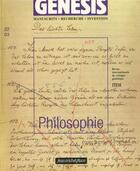 Couverture du livre « Genesis n.22 : philosophie » de Genesis aux éditions Nouvelles Editions Place