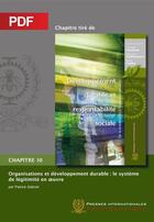 Couverture du livre « Organisations et développement durable ; le système de légitimité en oeuvre chapitre 10 » de  aux éditions Ecole Polytechnique De Montreal