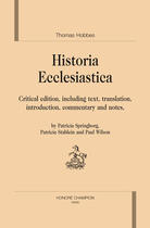 Couverture du livre « Thomas Hobbes's historia ecclesiastica ; critical edition » de Thomas Hobbes aux éditions Honore Champion