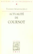 Couverture du livre « Actualité de Cournot » de  aux éditions Vrin