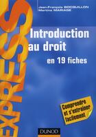 Couverture du livre « Introduction au droit » de Bocquillon et Mariage aux éditions Dunod