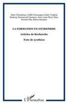 Couverture du livre « La formation en entreprise - vol282012 - articles de recherche - note de synthese » de Chamahian/Kastrup aux éditions L'harmattan