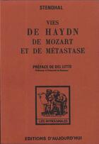 Couverture du livre « Vies de Haydn, de Mozart et de Métastase » de Stendhal aux éditions L'harmattan