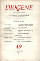 Couverture du livre « Diogene 49 » de Collectifs Gallimard aux éditions Gallimard
