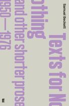 Couverture du livre « Texts for nothing and other shorter prose ; 1950-1976 » de Samuel Beckett aux éditions Faber And Faber Digital