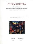 Couverture du livre « Chrysopoeia - tome 3 - fasc. 2. avril/juin 1989 » de  aux éditions Gutemberg
