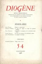 Couverture du livre « Diogene 54 » de Collectifs Gallimard aux éditions Gallimard