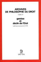 Couverture du livre « Genèse et déclin de l'État - Tome 21 » de Michel Villey aux éditions Dalloz