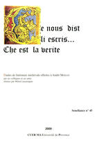 Couverture du livre « Ce nous dist li escris ch » de  aux éditions Presses Universitaires De Provence