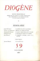 Couverture du livre « Diogene 59 » de Collectifs Gallimard aux éditions Gallimard