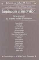 Couverture du livre « Instutions Et Innovation » de Touffut-J.P aux éditions Albin Michel