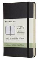 Couverture du livre « Agenda 2018 semainier horizontal rigide poche noir » de  aux éditions Moleskine