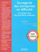Couverture du livre « Sauvegarde Des Entreprises En Difficulte ; Le Nouveau Droit Des Procedures Collectives » de Alain Lienhard aux éditions Delmas