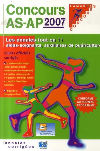 Couverture du livre « Concours as/ap 2007 » de Cefiec aux éditions Lamarre