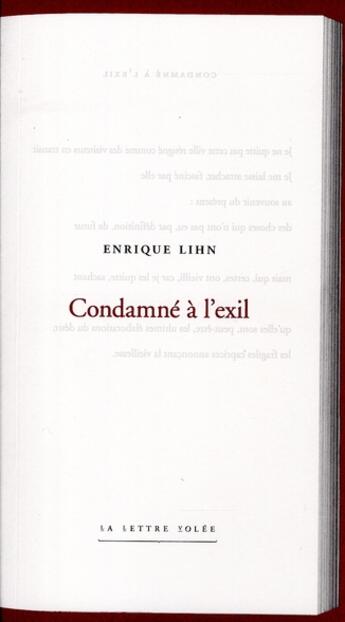Couverture du livre « Condamné à l'exil » de Enrique Lihn aux éditions Lettre Volee