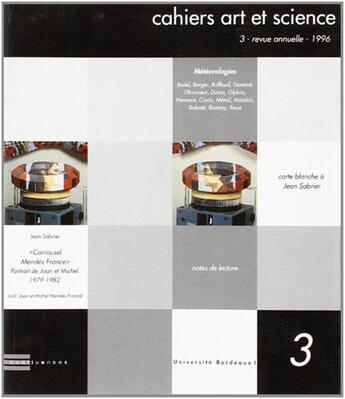 Couverture du livre « Cahiers Art Et Science 3 » de  aux éditions Confluences