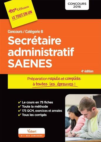 Couverture du livre « Concours secrétaire administratif et SAENES catégorie B (4e édition) » de  aux éditions Vuibert