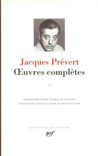 Couverture du livre « Oeuvres complètes t.1 » de Jacques Prevert aux éditions Gallimard