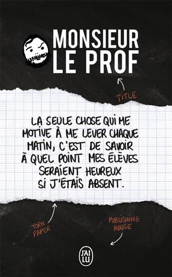 Couverture du livre « Monsieur le Prof » de Anonyme aux éditions J'ai Lu