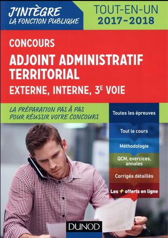 Couverture du livre « Concours adjoint administratif territorial (édition 2017/2018) » de  aux éditions Dunod