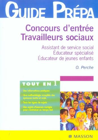 Couverture du livre « Concours D'Entree Travailleurs Sociaux » de O Perche aux éditions Elsevier-masson