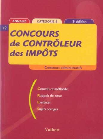 Couverture du livre « Concours De Controleur Des Impots » de Francoise Juhel aux éditions Vuibert