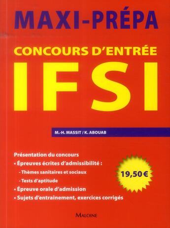 Couverture du livre « Concours d'entree ifsi » de Abouab/Massit aux éditions Maloine