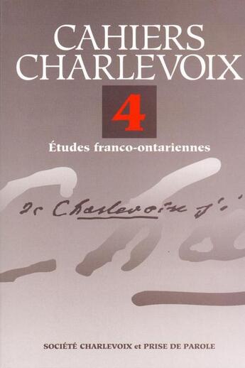 Couverture du livre « Cahiers Charlevoix 4 » de Societe Charlevoix aux éditions Epagine