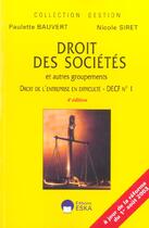 Couverture du livre « Droit des societes et autres groupements » de Bauvert/Siret aux éditions Eska