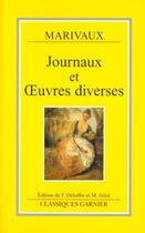 Couverture du livre « Journaux oeuvres diverses » de  aux éditions Garnier
