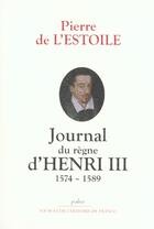 Couverture du livre « Journal du règne d'Henri III » de Pierre De L'Estoile aux éditions Paleo
