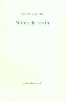 Couverture du livre « Notes du ravin » de Philippe Jaccottet aux éditions Fata Morgana